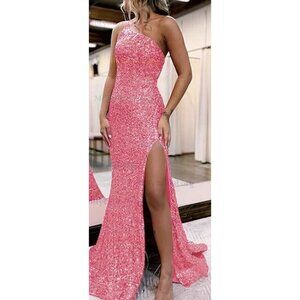 Mac Duggal Pink One Shoulder Dress